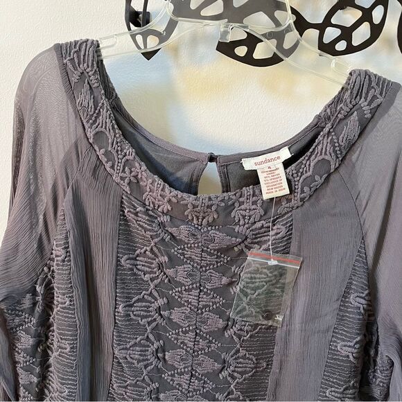 Sundance Viviana Chiffon Midi Dress in Grey 4 NWOT - Picture 4 of 11